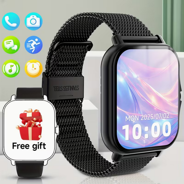 Moderne HD-Smartwatch mit Bluetooth-Telefonie – Fitness-Tracker für Android & iPhone – Kamerasteuerung & Musikwiedergabe