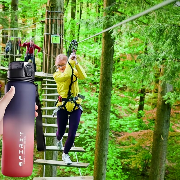 Tragbare Sport-Wasserflasche mit Strohhalm – 1000ml Kapazität – Auslauffrei mit modernem Farbverlauf für Damen & Herren