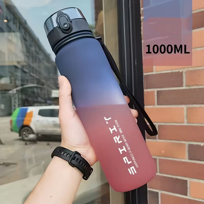 Tragbare Sport-Wasserflasche mit Strohhalm – 1000ml Kapazität – Auslauffrei mit modernem Farbverlauf für Damen & Herren