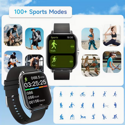 1,83" HD-Smartwatch mit Bluetooth-Telefonie – Fitness-Tracker mit Musikwiedergabe & Wettervorhersage – Unisex Sport-Design