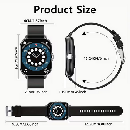 1,83" HD-Smartwatch mit Bluetooth-Telefonie – Fitness-Tracker mit Musikwiedergabe & Wettervorhersage – Unisex Sport-Design