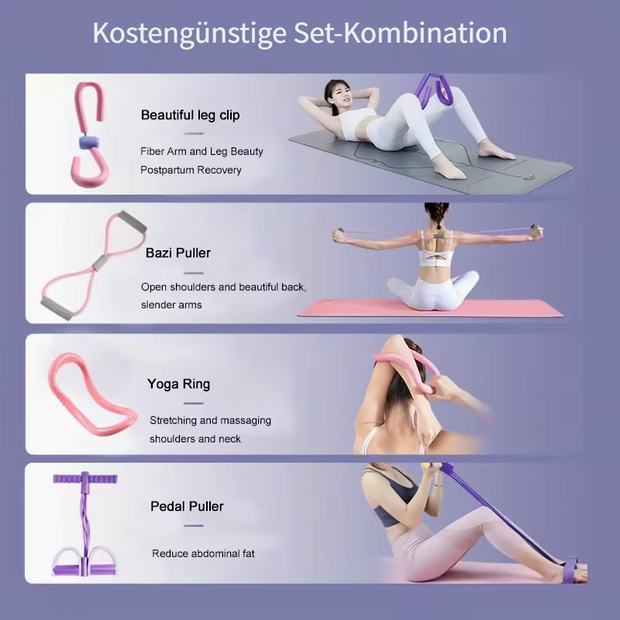 Ultimatives 5-teiliges Home-Fitness-Kit – Profi-Set für Beintraining, Yoga & Körperformung – Vielseitige Trainingsausrüstung