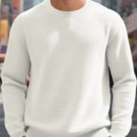 Hochwertiger Jacquard-Strickpullover für Herren – Edle Waffel-Struktur – Modern Slim Fit