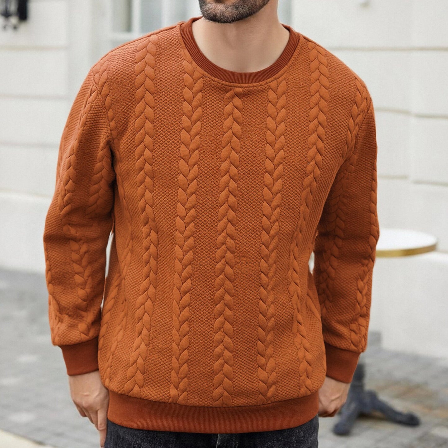 Herren Vielseitiges einfarbiges Rundhals-Pullover-Hoodie