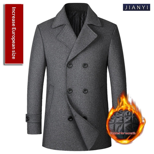 Fashion Double-breasted Lapel Mid-length Wool Men's Coat Dropshipping