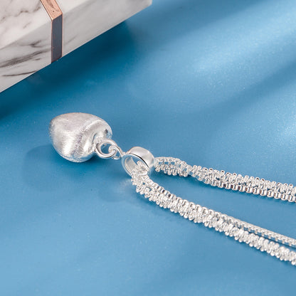 Doppelte Schicht Gebürstete Herz Anhänger Halskette Für Frauen