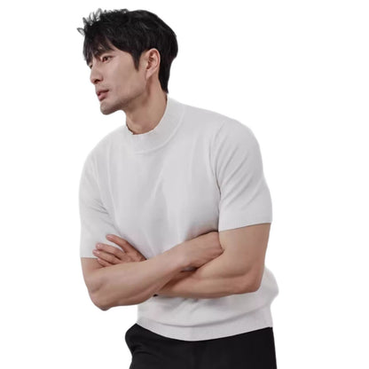 Strickwaren Herren Eis Seide Halb Rollkragenpullore Einfarbig