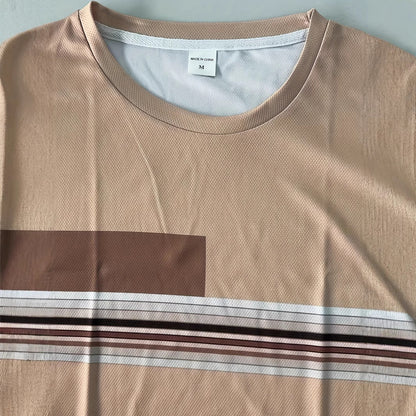 Summer Men's Breathable Comfortable Outdoor Casual Short-sleeved Round-neck Shorts Set