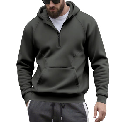 Männer Casual Sport Commuter Fleece Kapuze Reißverschluss