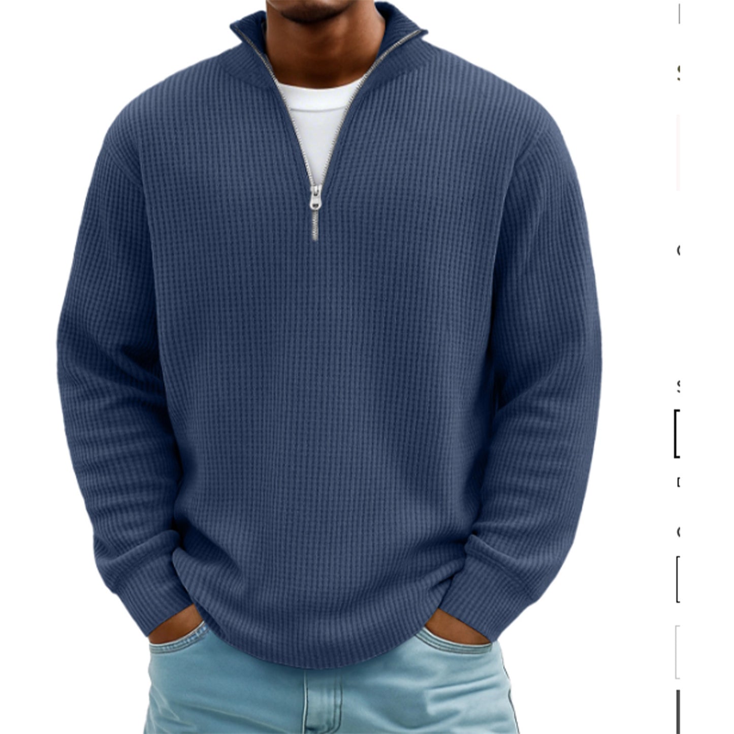 Herren Hoodie Waffle Strickpullover