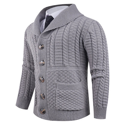 New Men's Long-sleeve Cardigan Sweater Coat Plus-sized