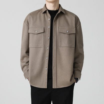 New Thickened Men's Workwear Long-sleeved Loose Wool Casual Jacket