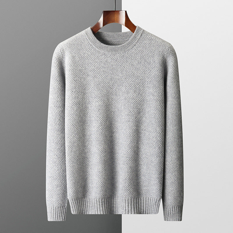 Round-neck Pullover Jacquard Solid-color Knit Base Sweater