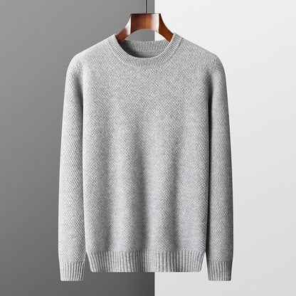 Round-neck Pullover Jacquard Solid-color Knit Base Sweater
