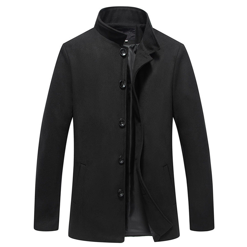 New Men's Fashion Korean-style Slim-fit Mid-length Trench Coat