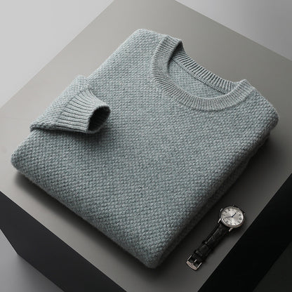 Round-neck Pullover Jacquard Solid-color Knit Base Sweater