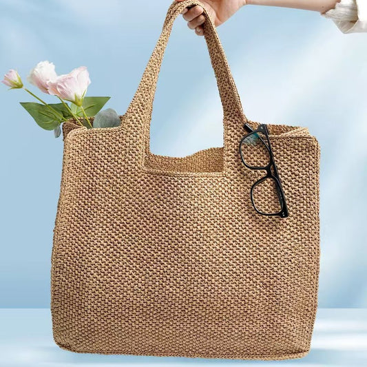 Holiday Straw Woven Bag Woven Commuter Tote Bucket Bag