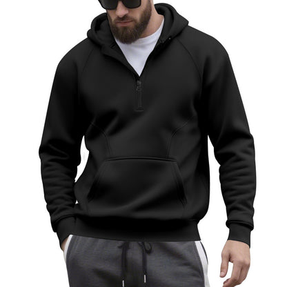 Männer Casual Sport Commuter Fleece Kapuze Reißverschluss