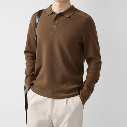 Casual Polo Shirt Knit Sweater Hoodie Solid Color Fashionable Lambswool Sweater