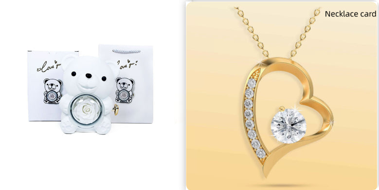 Rotierende Bär Geschenkbox Rose Schmuckkästchen