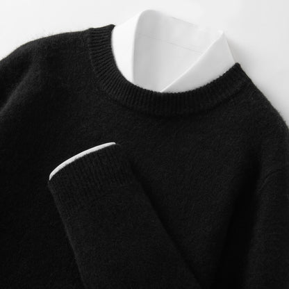 High-end Men's Round Neck Solid Color Sweater