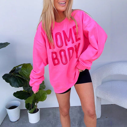 New Loose Letter Print Round-neck Sweatshirt For Women