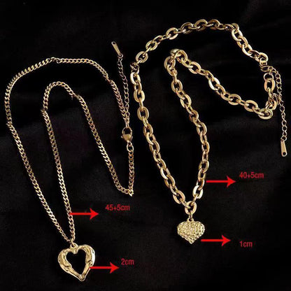 Titan Stahl Engel Flügel Liebe Halskette Unregelmäßige Falten 2 Herz Liebe Halskette