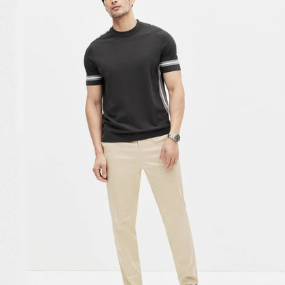 Ice Silk Herren Spleißstreifen Sport Kurzarm T-Shirt