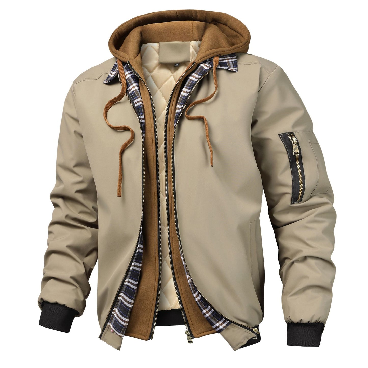 Jacke Oberbekleidung Stepp-Hoodie aus Baumwolle mit fauxem Zweiteiligem Design