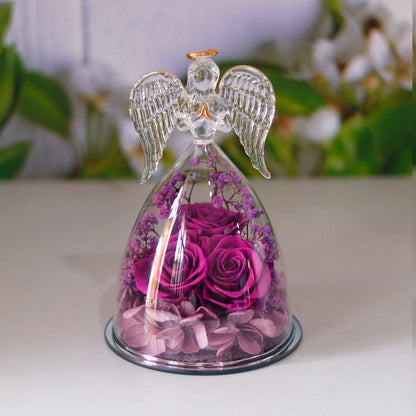Ewige Blumengeschenk-Box-engel-Glas-Abdeckung-getrocknete Rose