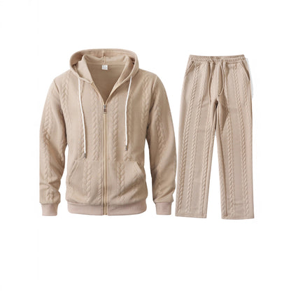 Herren Jacquard Casual Top Hoodie Cardigan Set