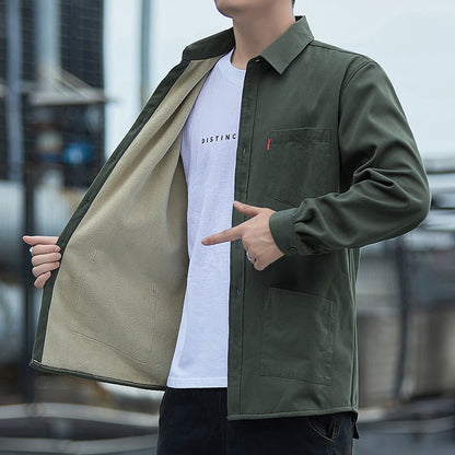 Herren HerbstWinter Baumwoll Fleece-Gefütterte Verdickte Hemdjacke