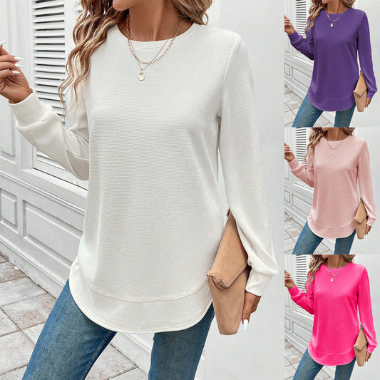 Women's Solid Color Round Neck Loose Stylish Sweatshirt