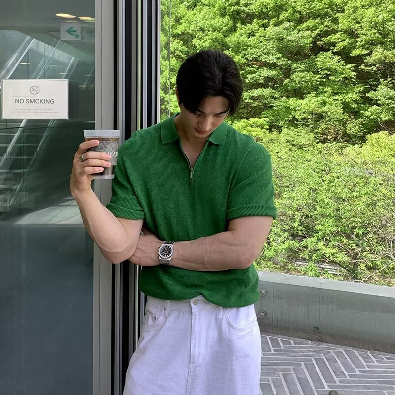 Kurzärmeliges, Atmungsaktives, vielseitiges trendiges Top für Herren