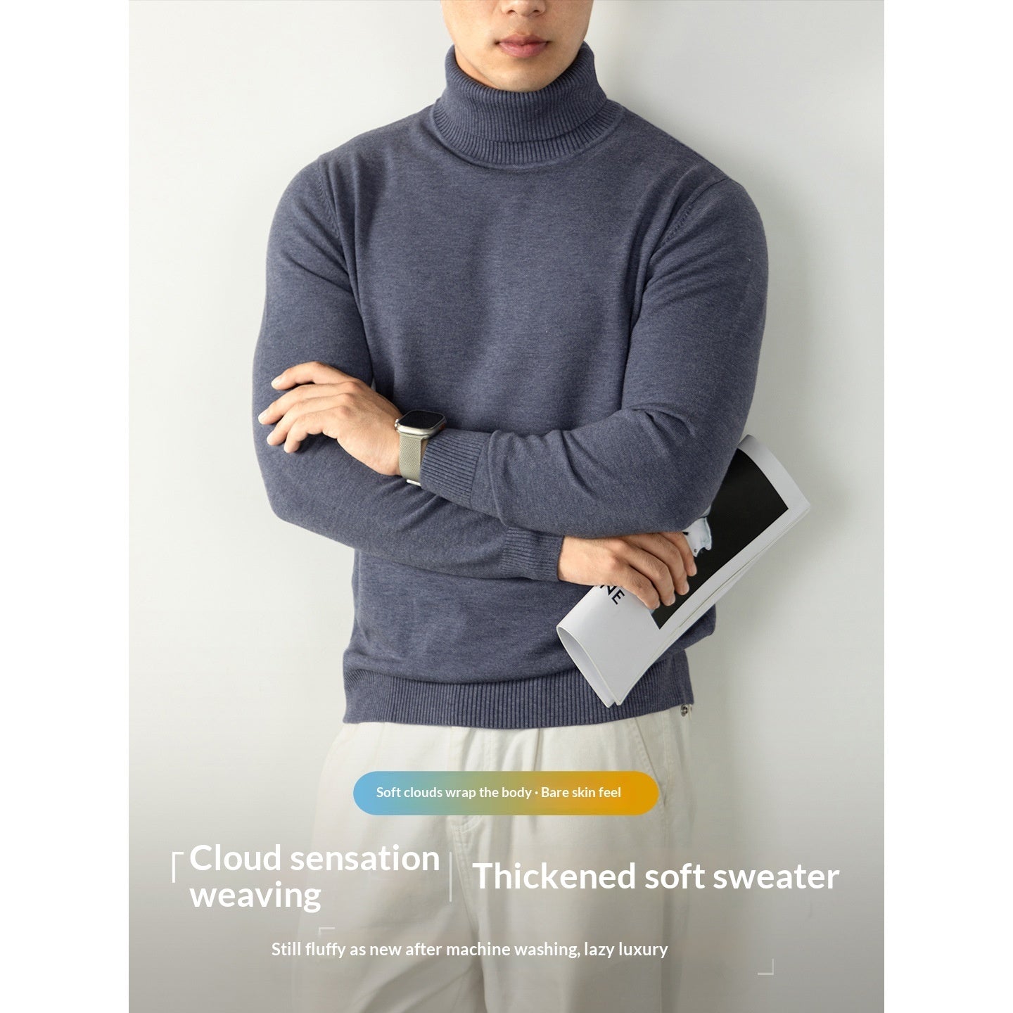 Thickened Men's Turtleneck Thermal Knitwear For Autumn And Winter