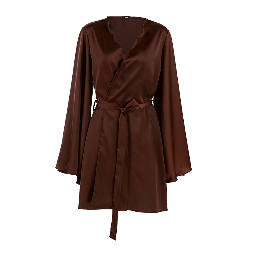 Exklusiver Damen Luxus-Bademantel mit Schnürung