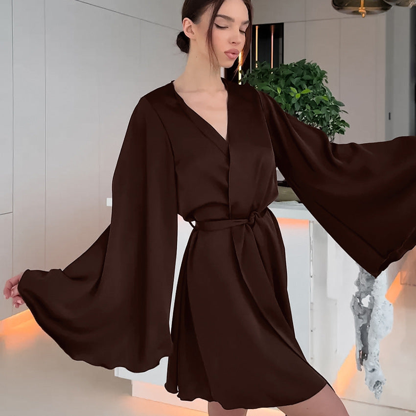 Exklusiver Damen Luxus-Bademantel mit Schnürung