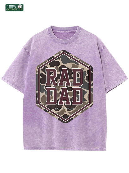 Herren T-Shirt im Vintage Washed-Look – 100 % Baumwolle – Lässiger „Rad Dad“ Print