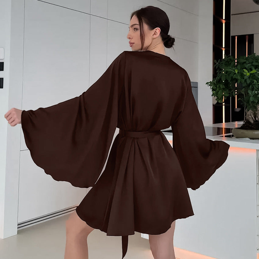 Exklusiver Damen Luxus-Bademantel mit Schnürung