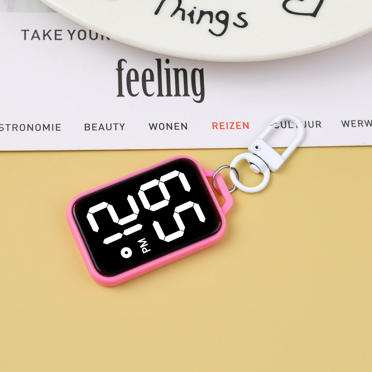 Waterproof Keychain Watch Square-shaped With Large Digits Electronic Touch And Luminous Display