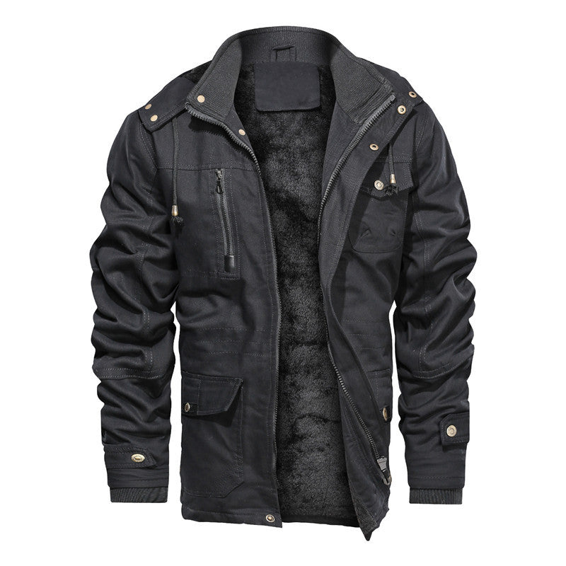 Fashionable Extra-thick Fleece-lined Men's Work Jacket