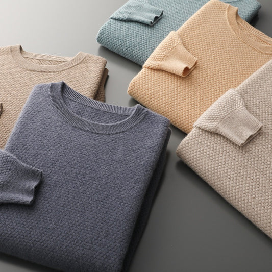 Men's AutumnWinter Business Casual Round Neck Cashmere Sweater