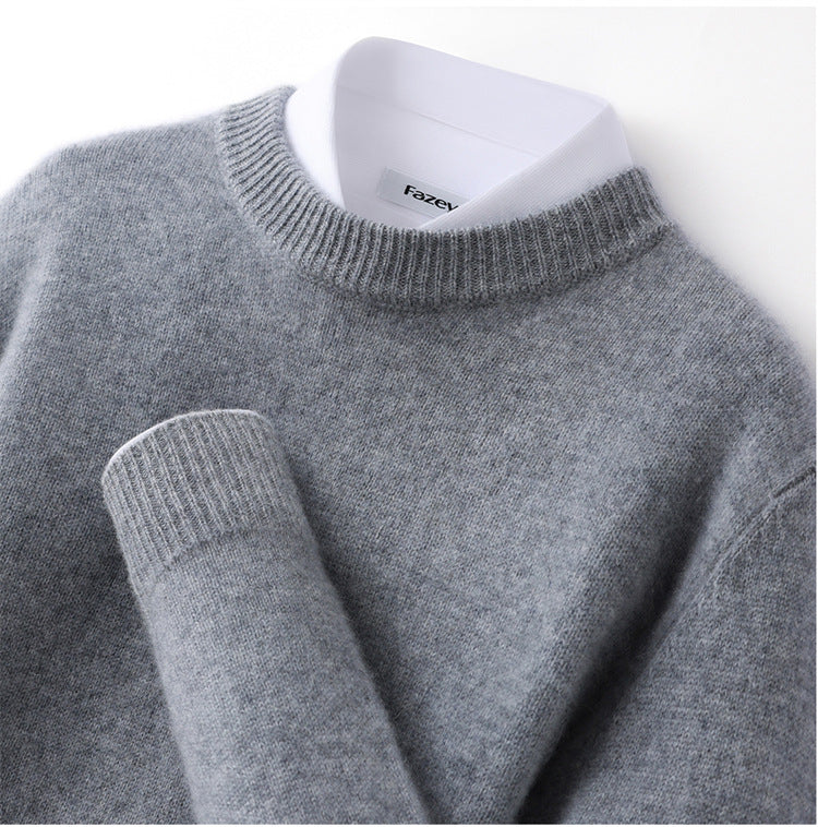 High-end Men's Round Neck Solid Color Sweater