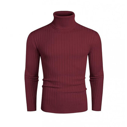 Autumn And Winter Men's Striped High-neck Sweater