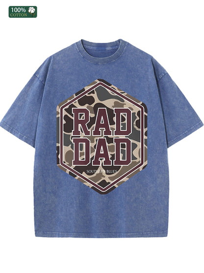 Herren T-Shirt im Vintage Washed-Look – 100 % Baumwolle – Lässiger „Rad Dad“ Print